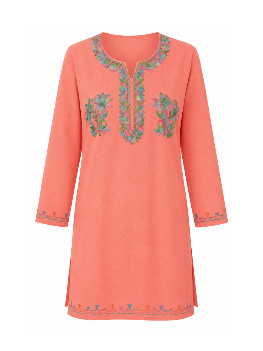 Noor : Aari embroidery summer kurti | Pink